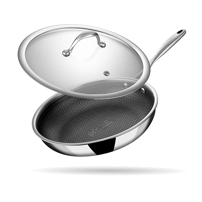 Kitchenora Triply Stainless Steel Fry Pan with Glass Lid