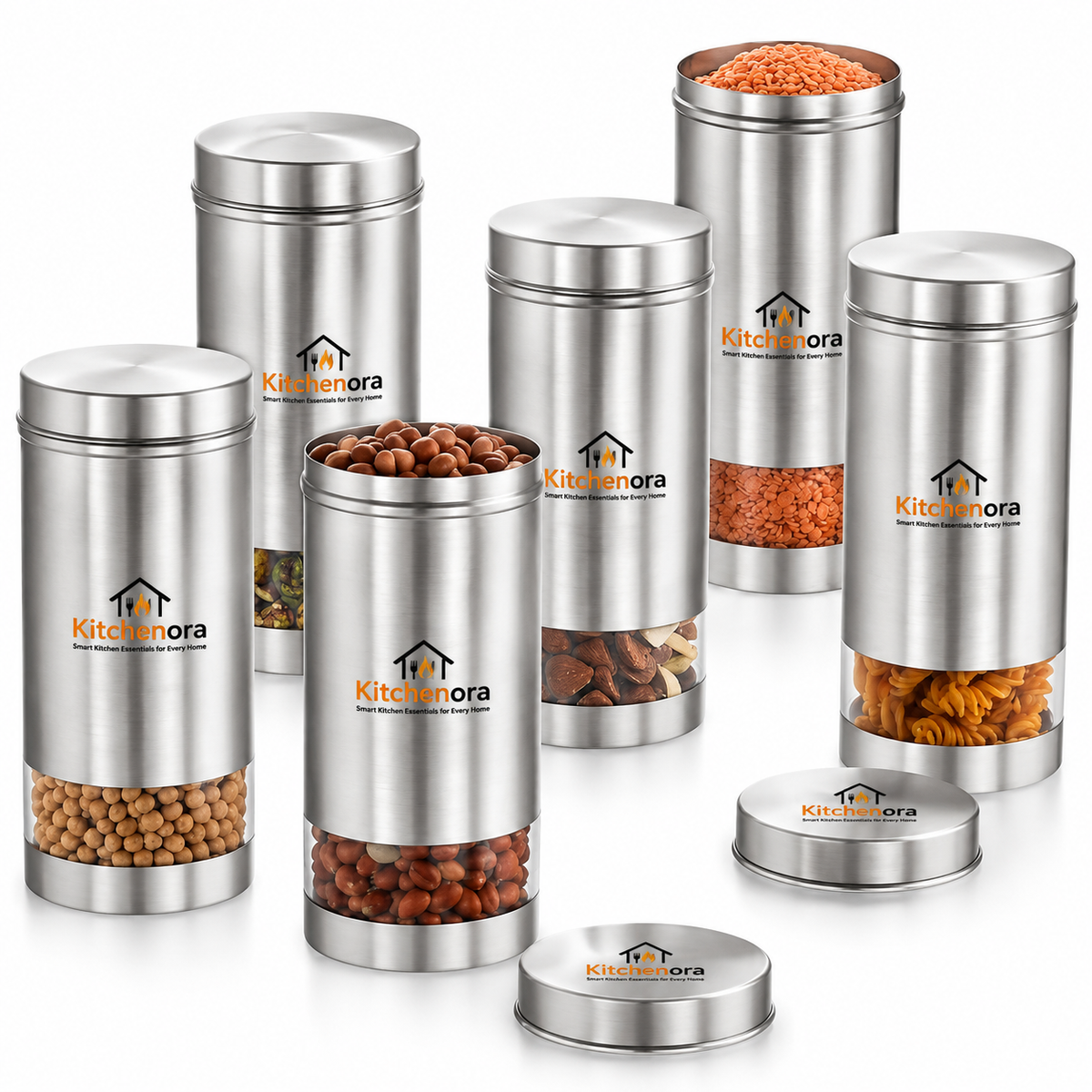 Kitchenora Stainless Steel Kitchen Storage Container 1 Ltr with See-Through Window