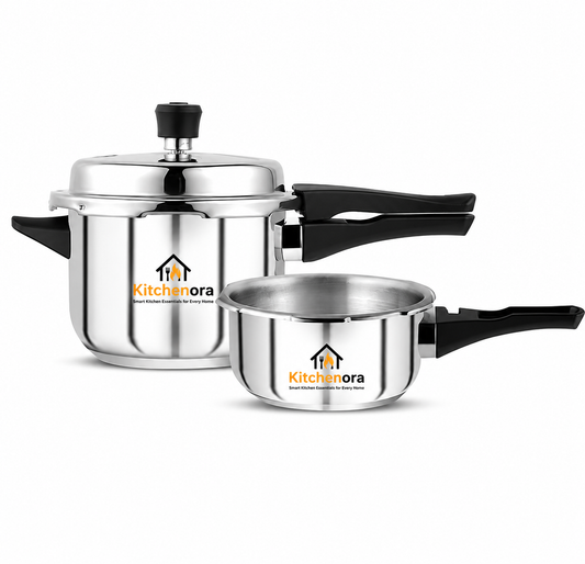 Kitchenora Stainless Steel Pressure Cooker Combo Set 2L + 3L