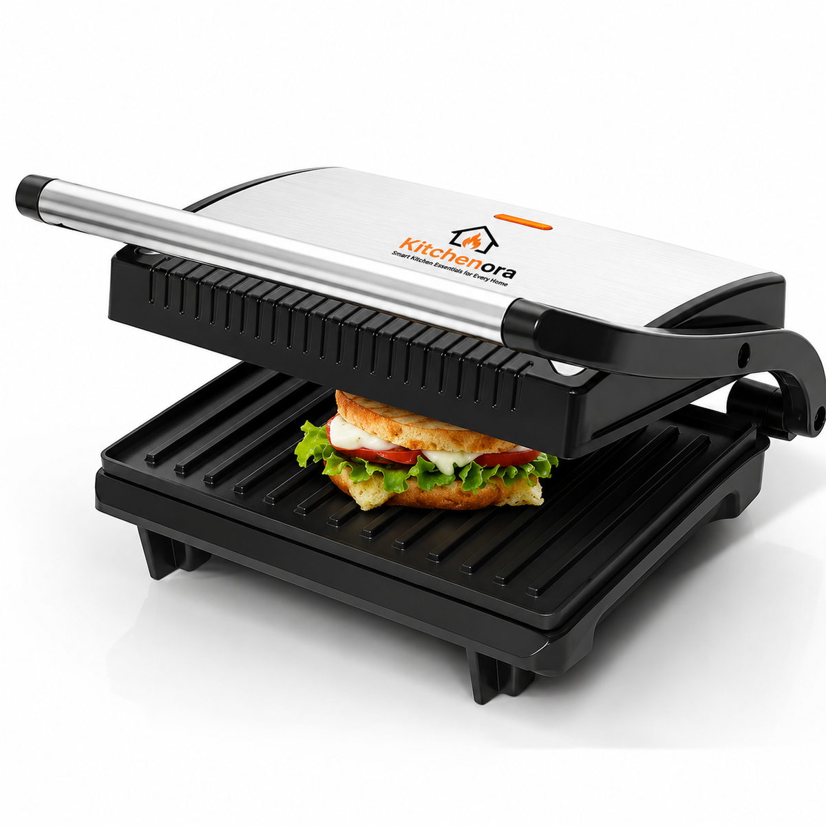 Kitchenora Press Grill Sandwich Maker with Non-Stick Plates