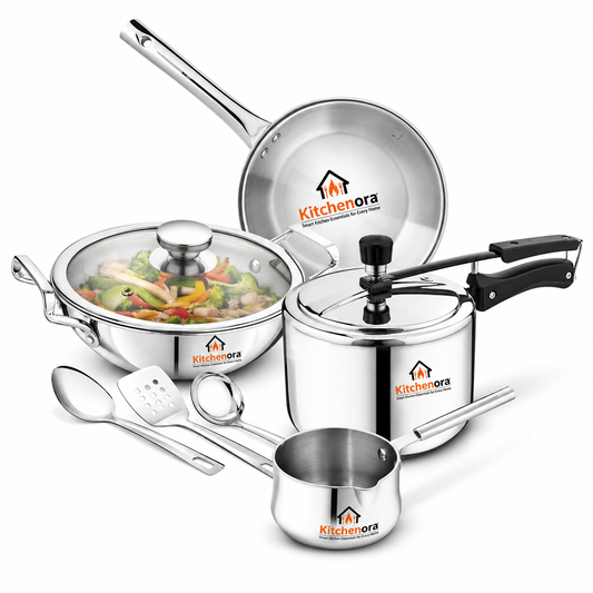 Kitchenora Triply Stainless Steel Cookware Set 8 Pieces